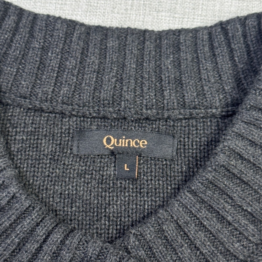 Quince Cardigan Womens Large Gray Crew Neck Button Front 100% Organic Cotton - Picture 2 of 10